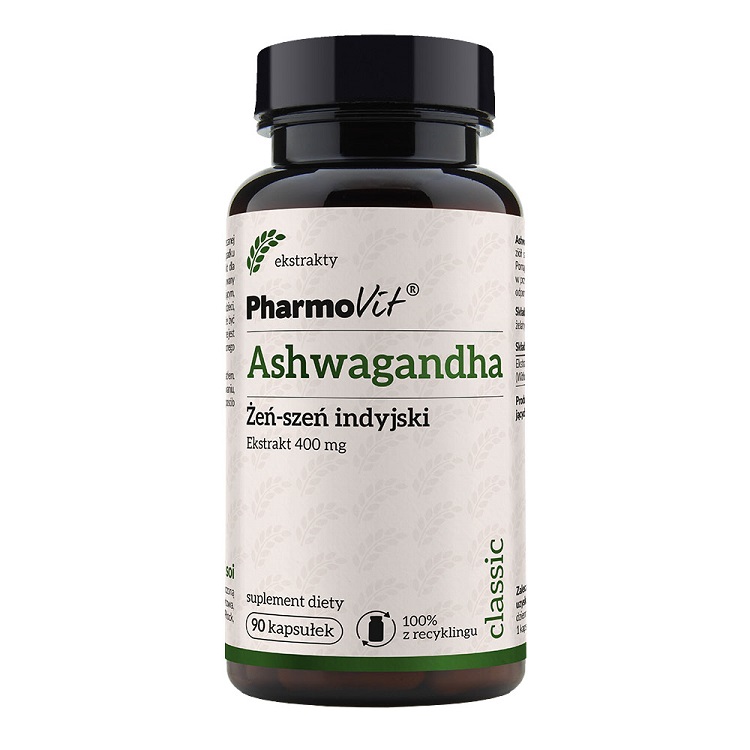 PharmoVit Classic Ashwagandha Żeń-Szeń indyjski Ekstrakt 400 mg Kapsułki