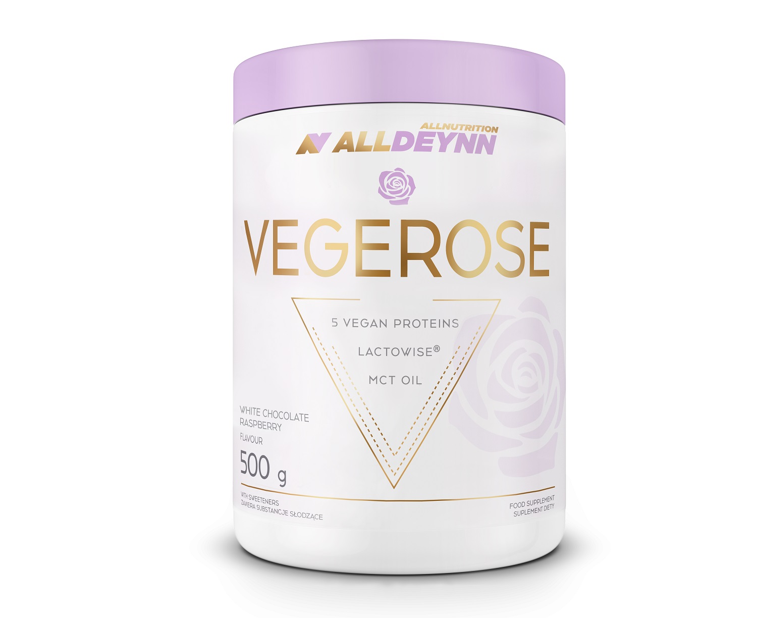 Allnutrition Alldeynn Vegerose White choco Raspberry Proszek, 500 g