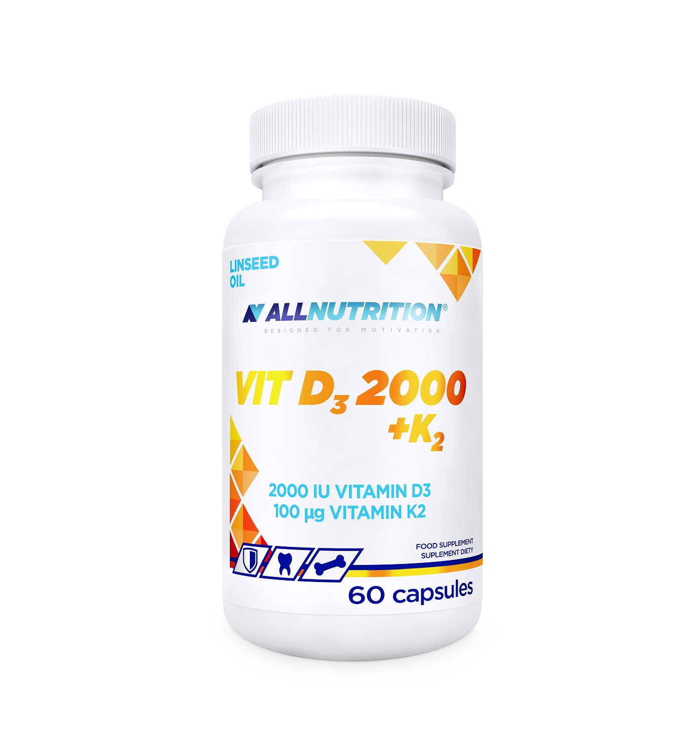 Allnutrition Vit. D3 2000 + K2 Linseed Oil, kapsułki