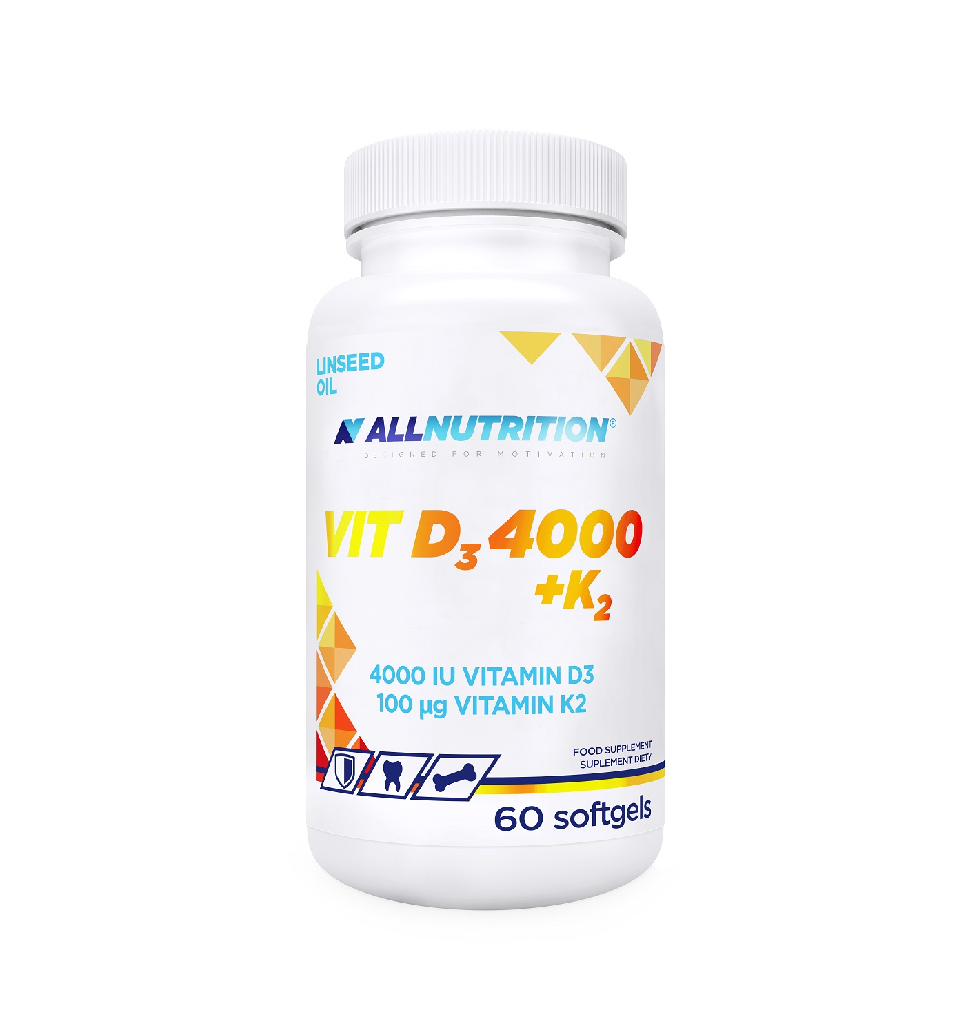 Allnutrition Vit. D3 4000 +K2 Linseed Oil New, 60 kapsułek