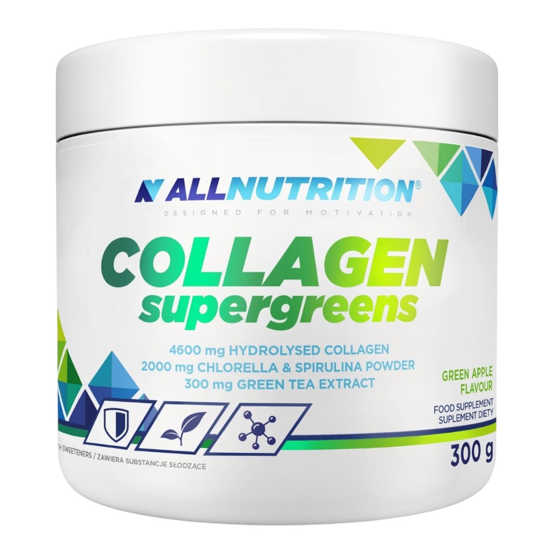 Allnutrition Collagen & Supergreens Green Apple, proszek 300 g