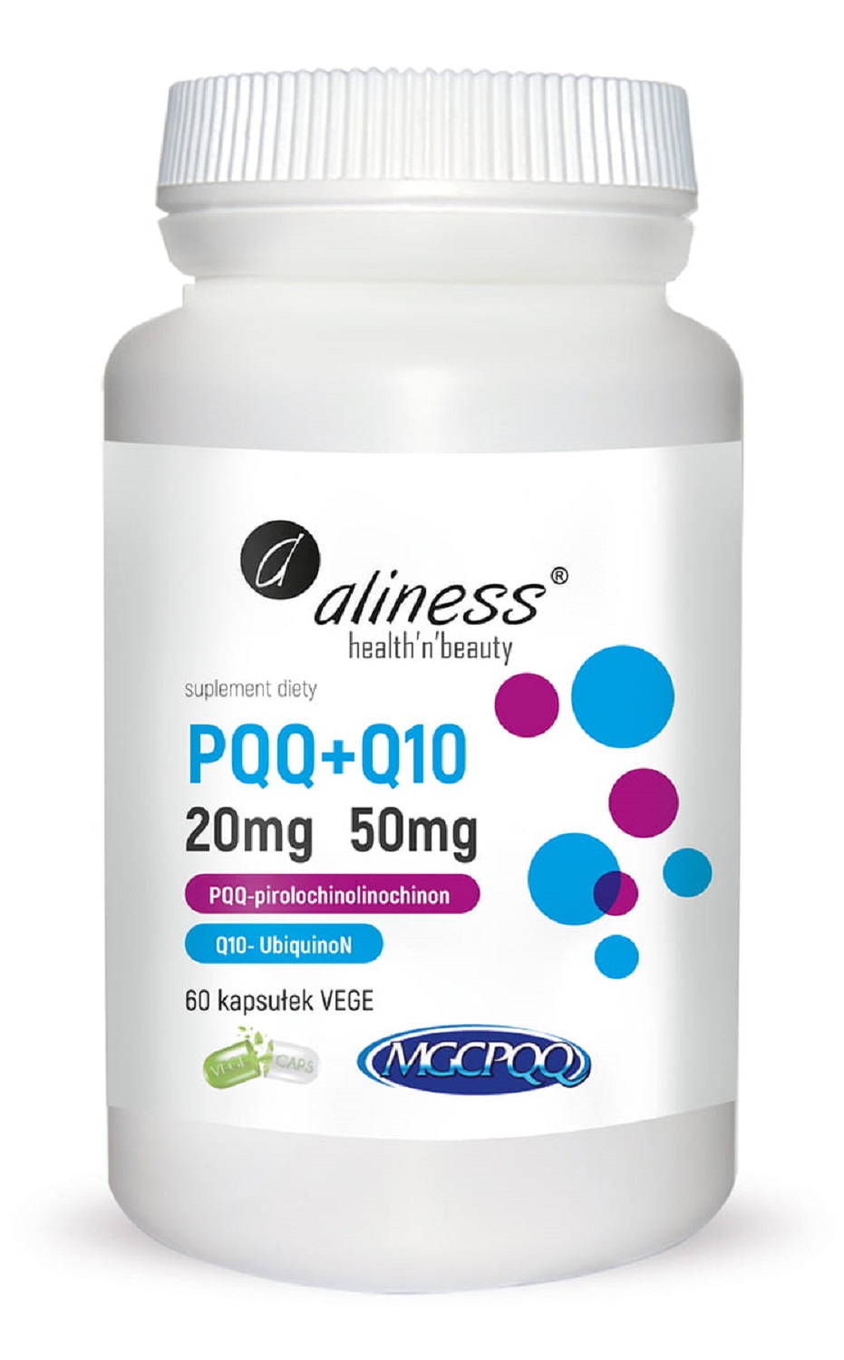 Aliness PQQ MGCPQQ 20 mg + Q10 50 mg, Vege, kapsułki