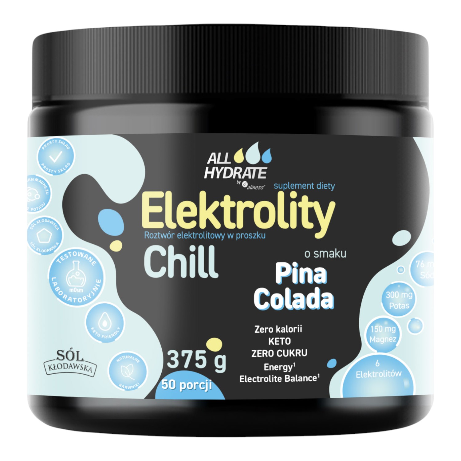 Allhydrate Elektrolity Chill o smaku pina colada, 50 porcji (375 g)