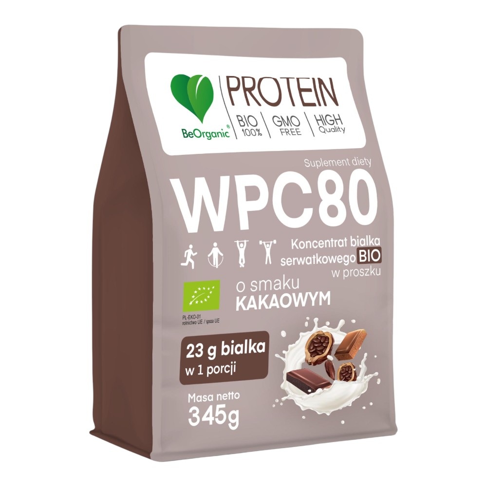 Be Organic Białko Serwatkowe WPC 80 Kakao Bio, proszek 345 g