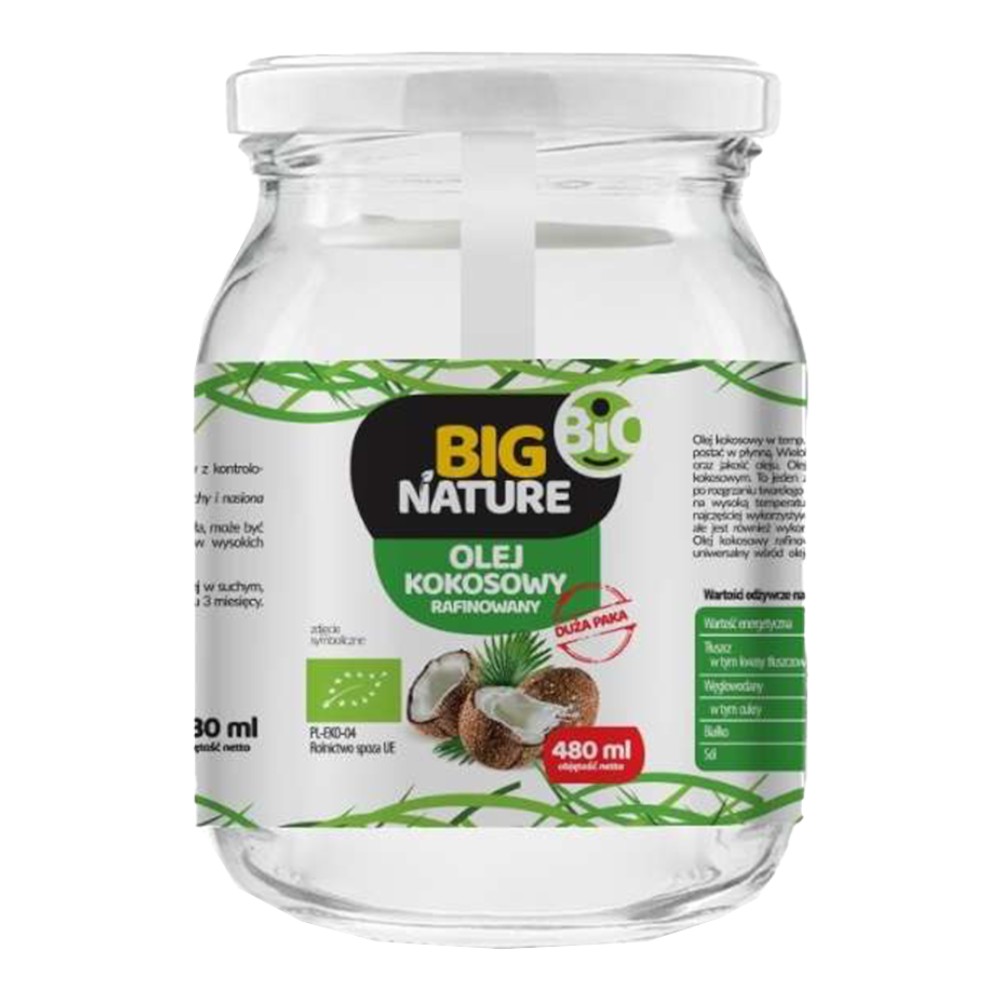 Big Nature Bio Olej kokosowy, rafinowany, 480 ml