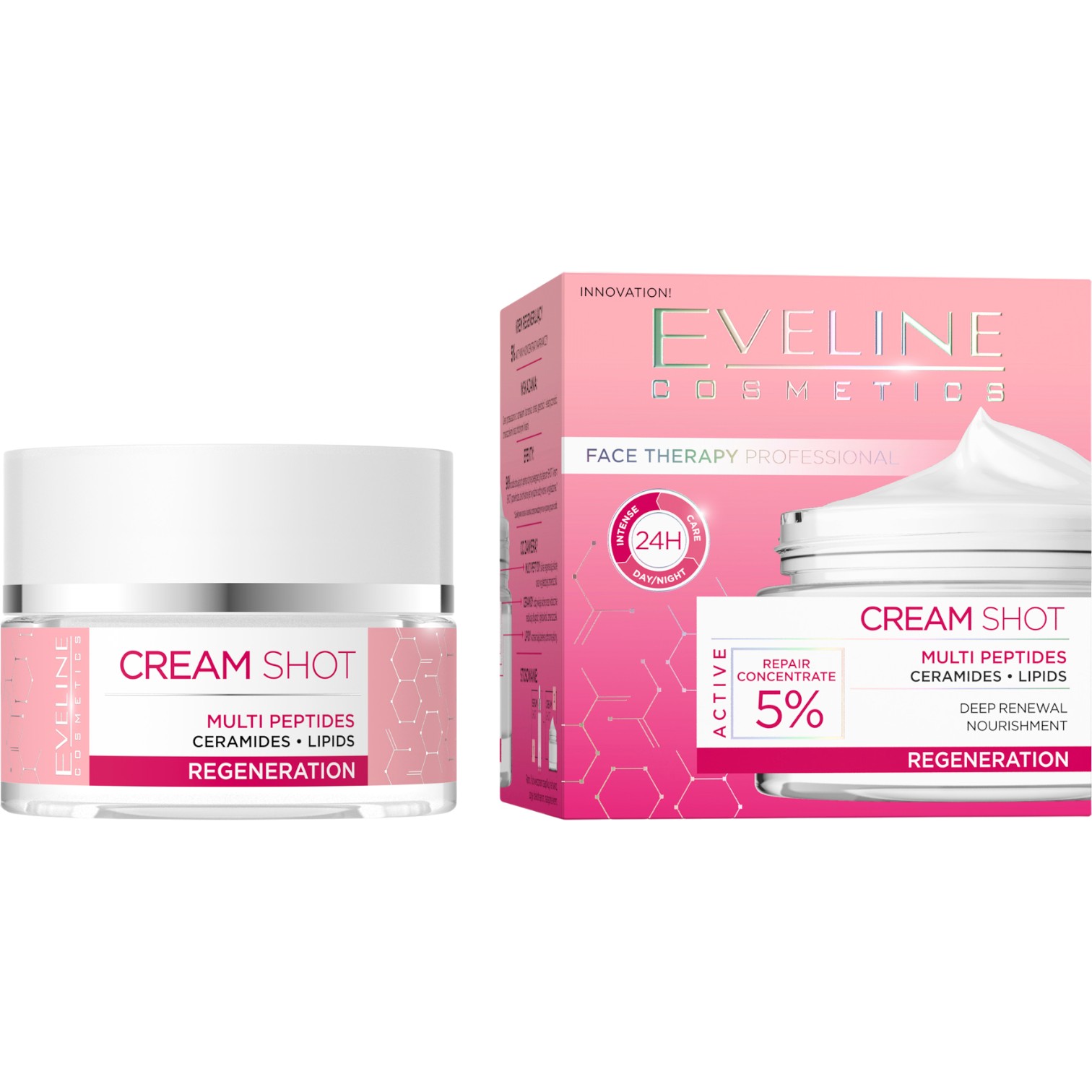 Eveline Cream Shot Krem regenerujący z 5% koncentratem naprawczym 