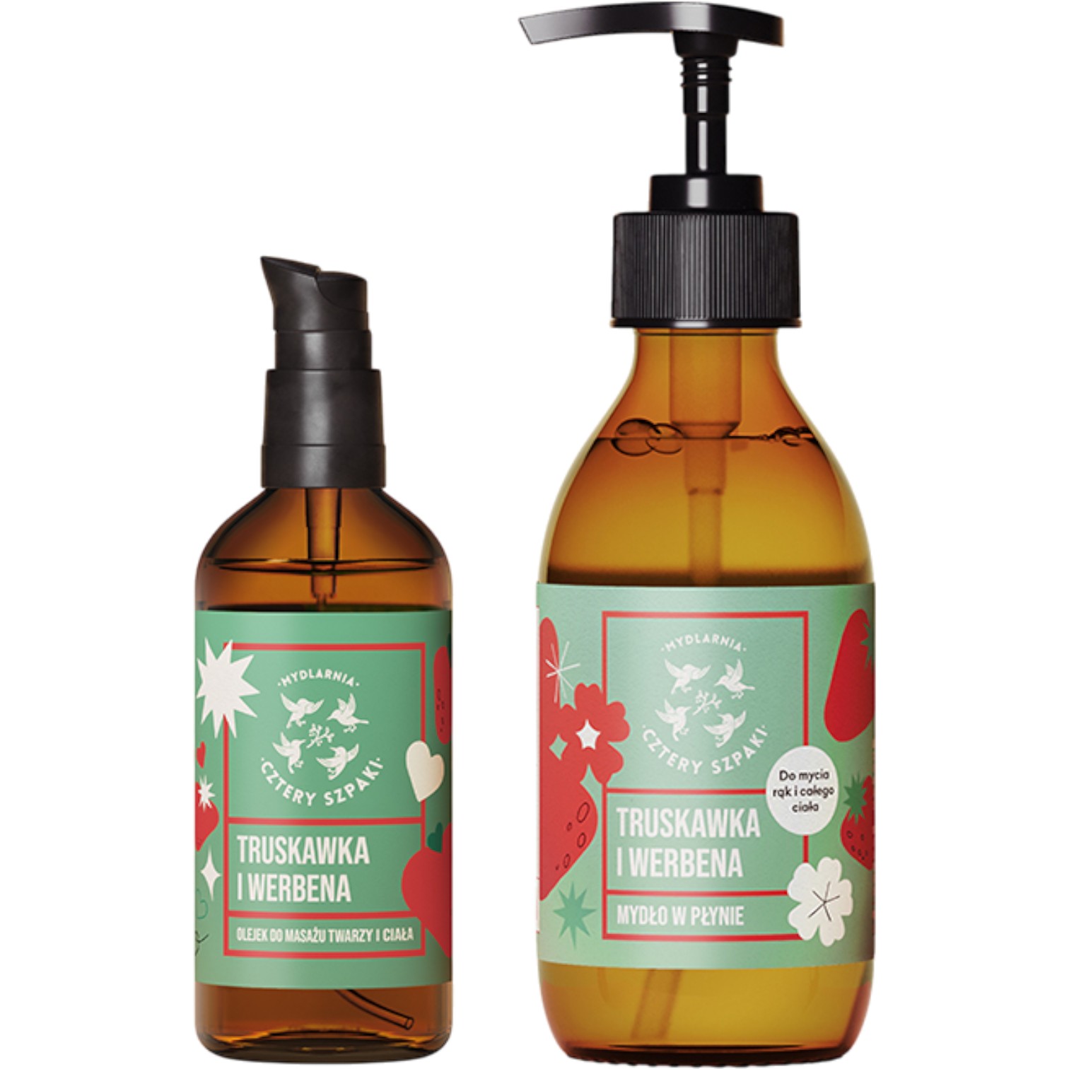 Mydlarnia Cztery Szpaki Zestaw Truskawka i Werbena 2: olejek do masażu twarzy i ciała + mydło w płynie