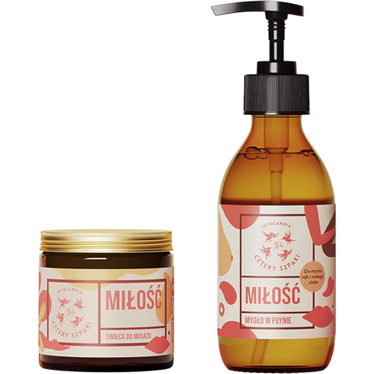 Mydlarnia Cztery Szpaki Zestaw Miłość 1: mydło w płynie 300 ml + świeca do masażu