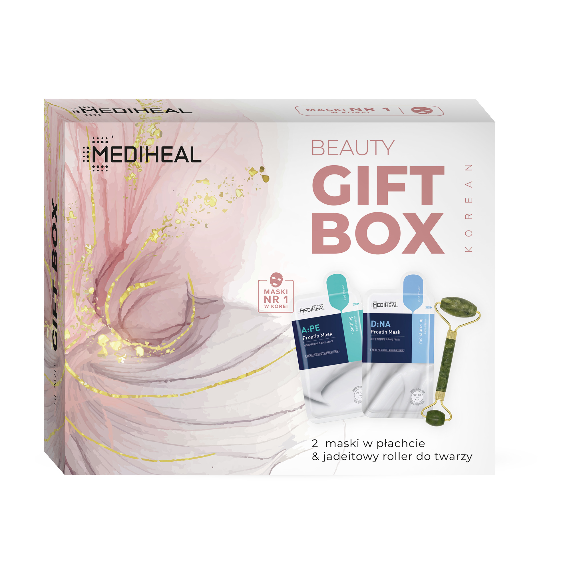 Mediheal Beauty Gift Box - 2 Maschere in Tessuto + Rullo di Giada per Massaggio Viso