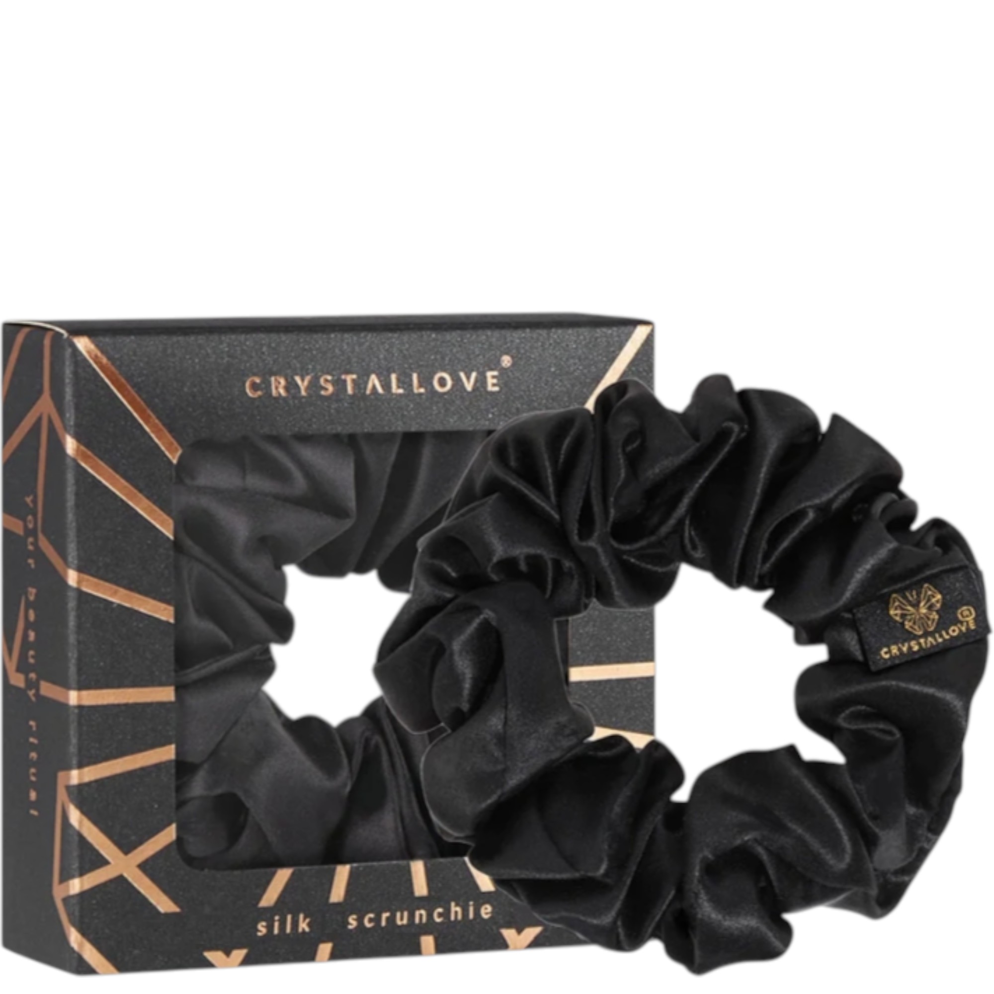 Crystallove Gumka do włosów z jedwabiu, Black