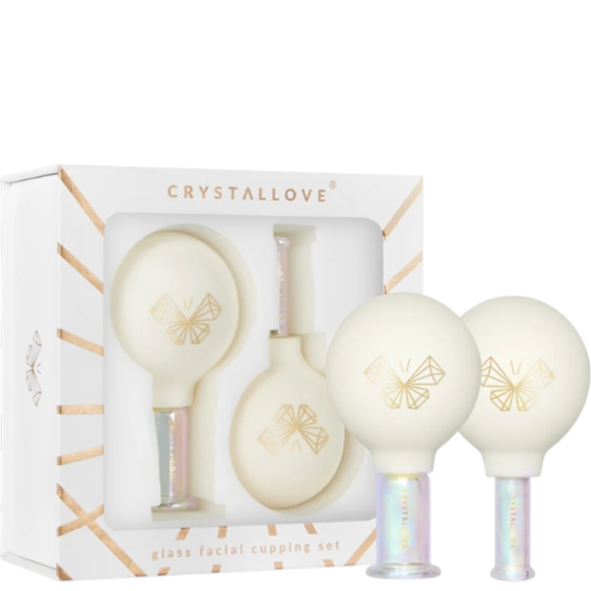 Crystallove Glass Facial Cupping Set set di strumenti per il massaggio per viso, collo e décolleté 2 pz-image