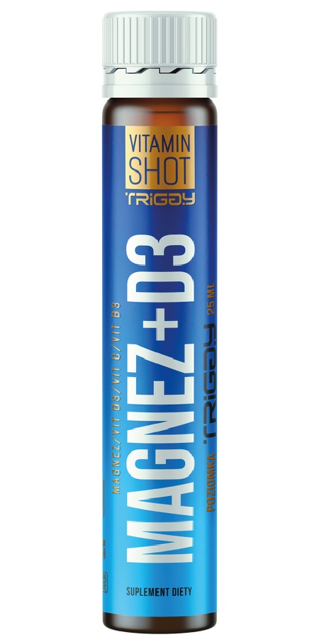 Triggy Vitamin Shot Magnez +D3 Smak poziomkowy Płyn w ampułce 25 ml