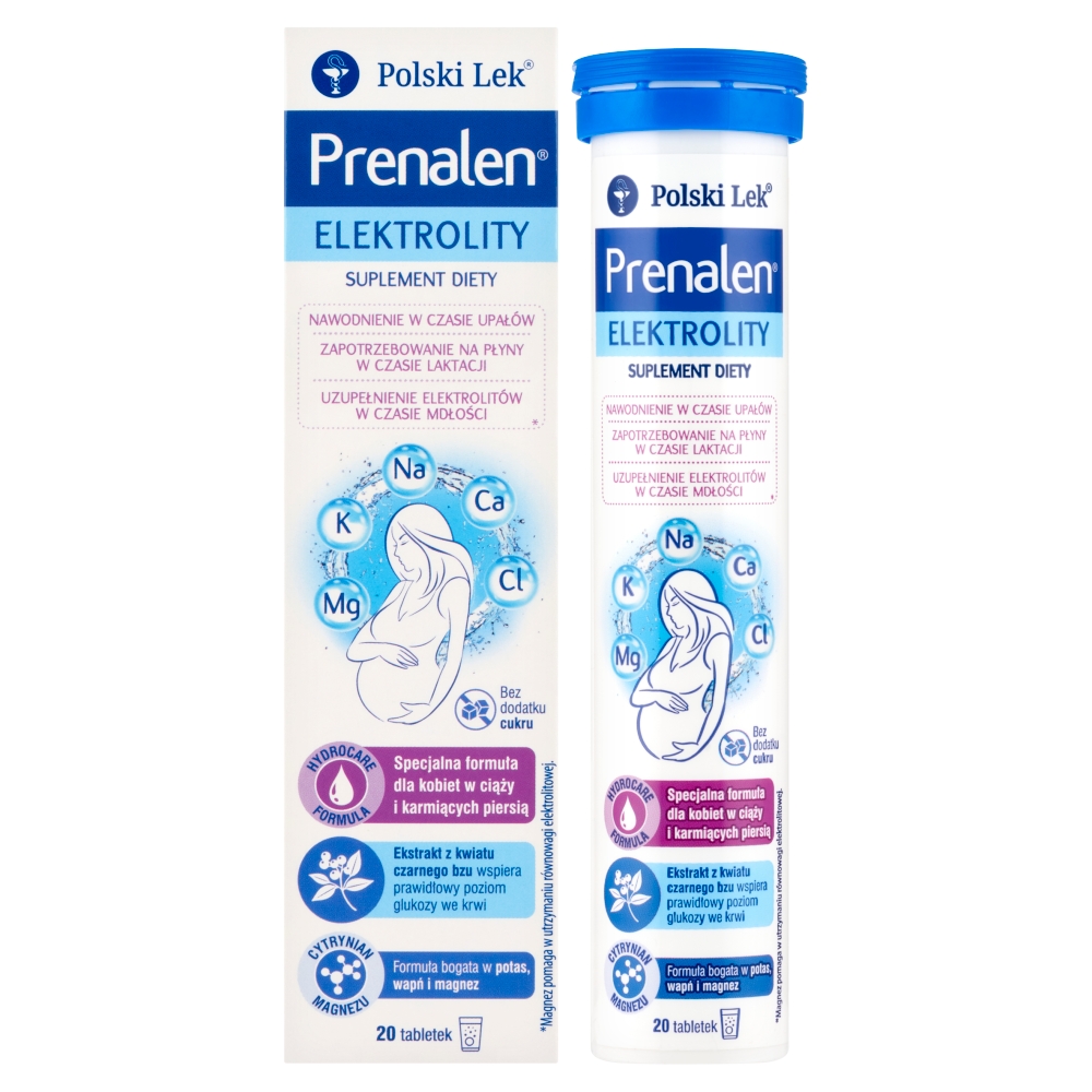 Prenalen Elektrolity,  Tabletki Musujące o Smaku Ananasa z Pomarańczą, 20 szt.