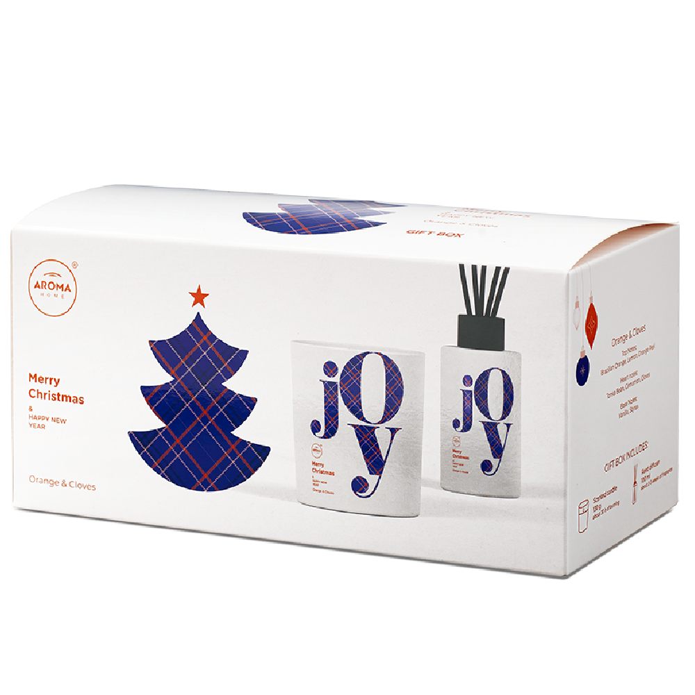 Aroma Home Christmas Joy Box Arancia e Chiodi di Garofano (Candela + Diffusore)