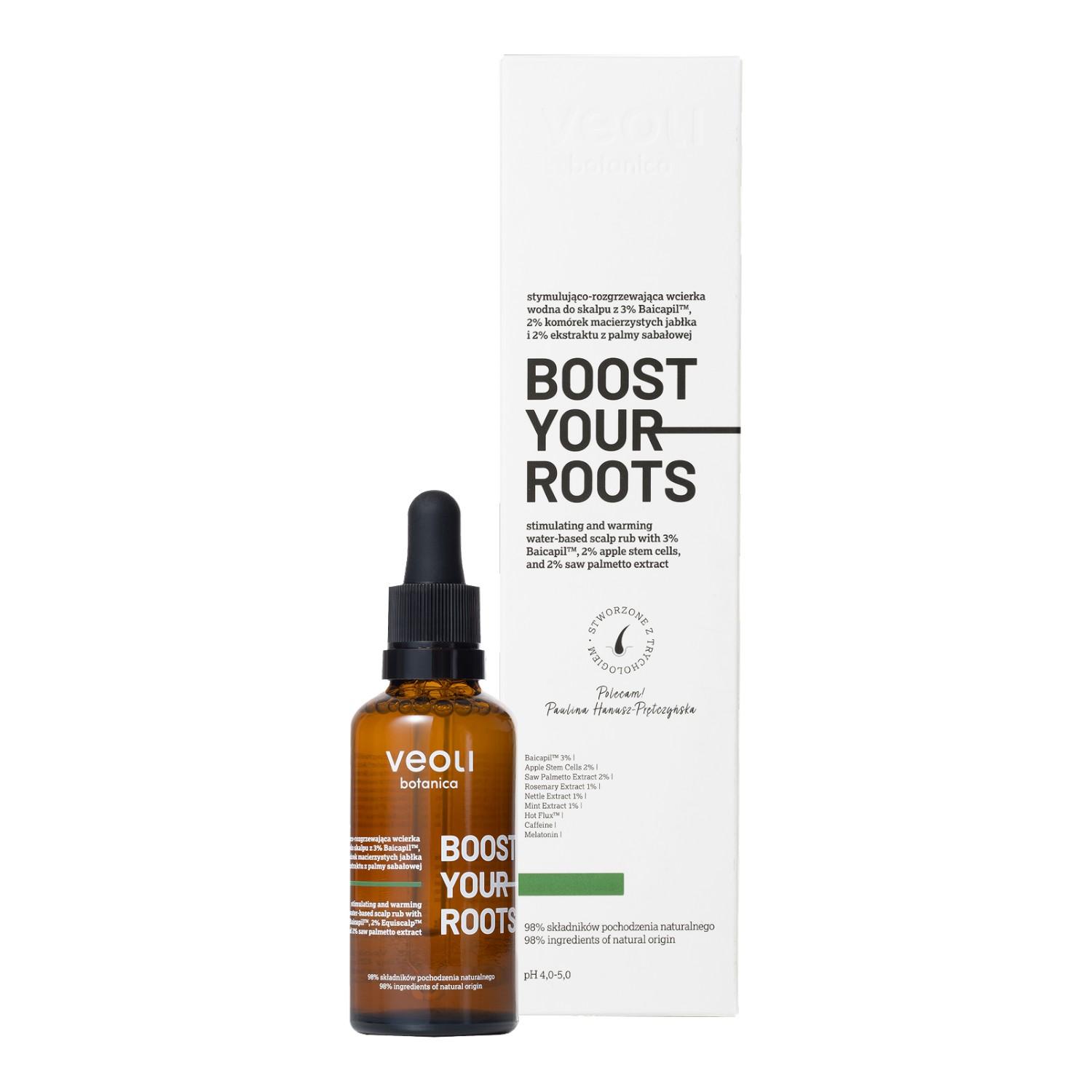 Veoli Botanica Boost Your Roots Stymulująco-rozgrzewająca wcierka wodna do skalpu, 50 ml