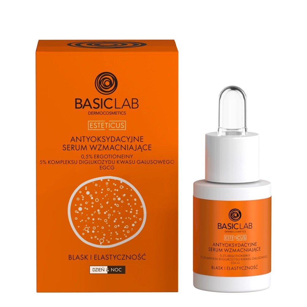 BasicLab Esteticus - Siero antiossidante rinforzante 0,5% ergotioneina, 5% complesso, 15 ml