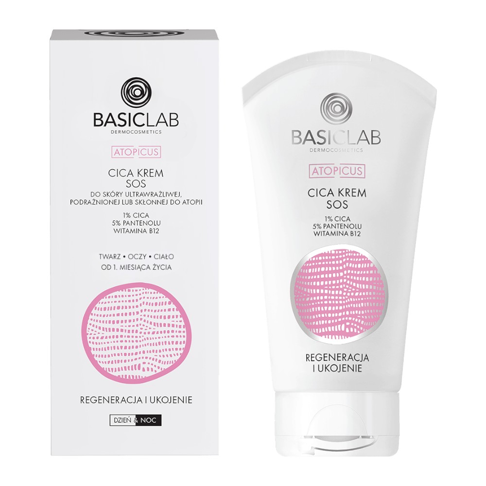 BasicLab Atopicus CICA Krem SOS do skóry ultrawrażliwej, podrażnionej lub skłonnej do atopii