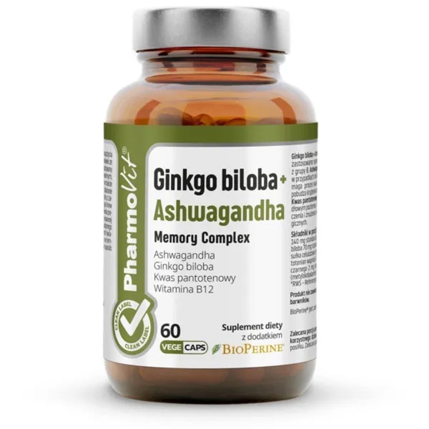 Pharmovit Ginkgo Biloba + Ashwagandha Memory Complex Vege Kapsułki