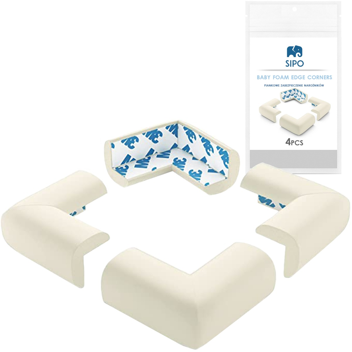 Sipo Angolari in Schiuma Protettivi per Mobili Ecru 4 pz