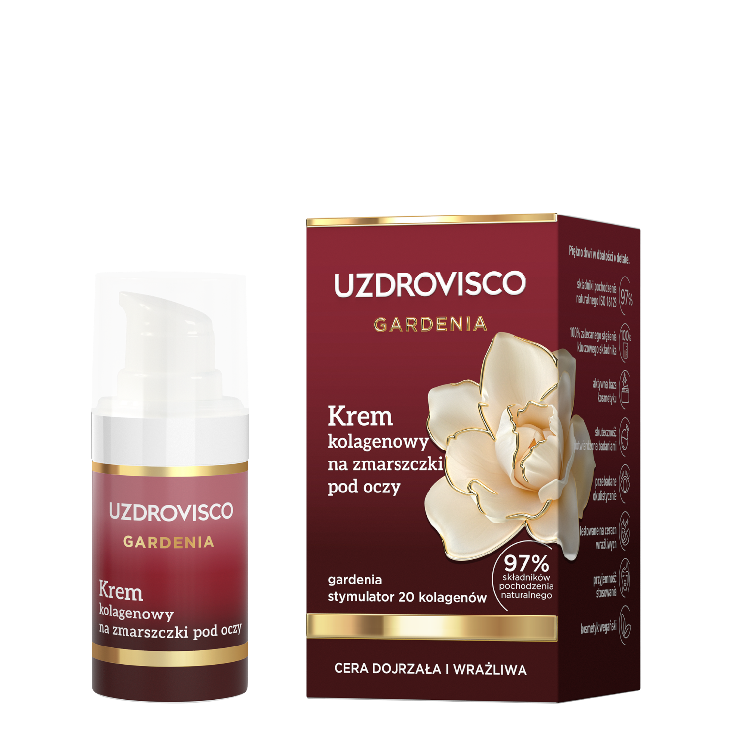 Uzdrovisco Gardenia Crema al collagene per le rughe sotto gli occhi 15ml