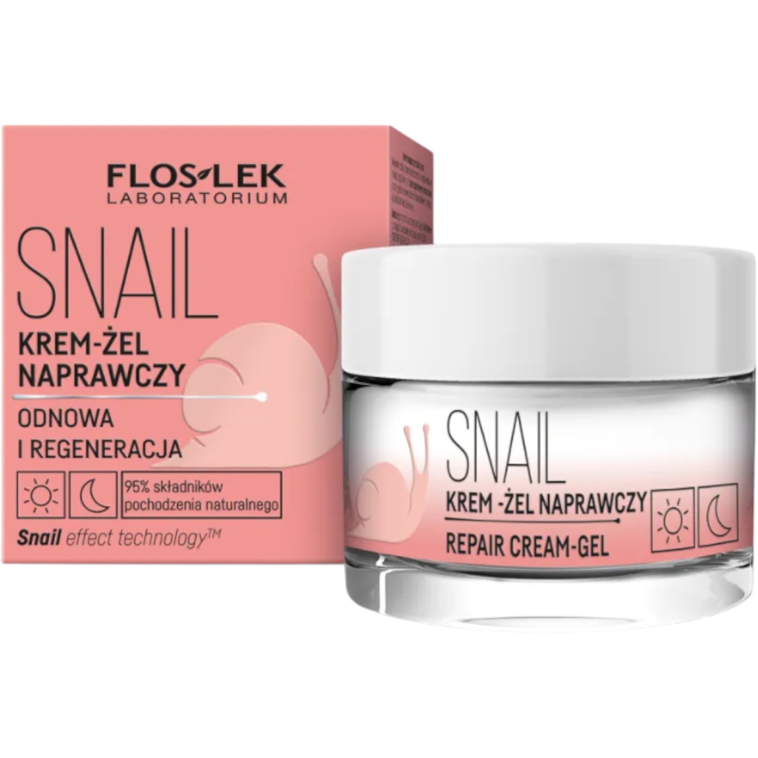 Flos-Lek Snail Krem-żel naprawczy na dzień i na noc, 50 ml