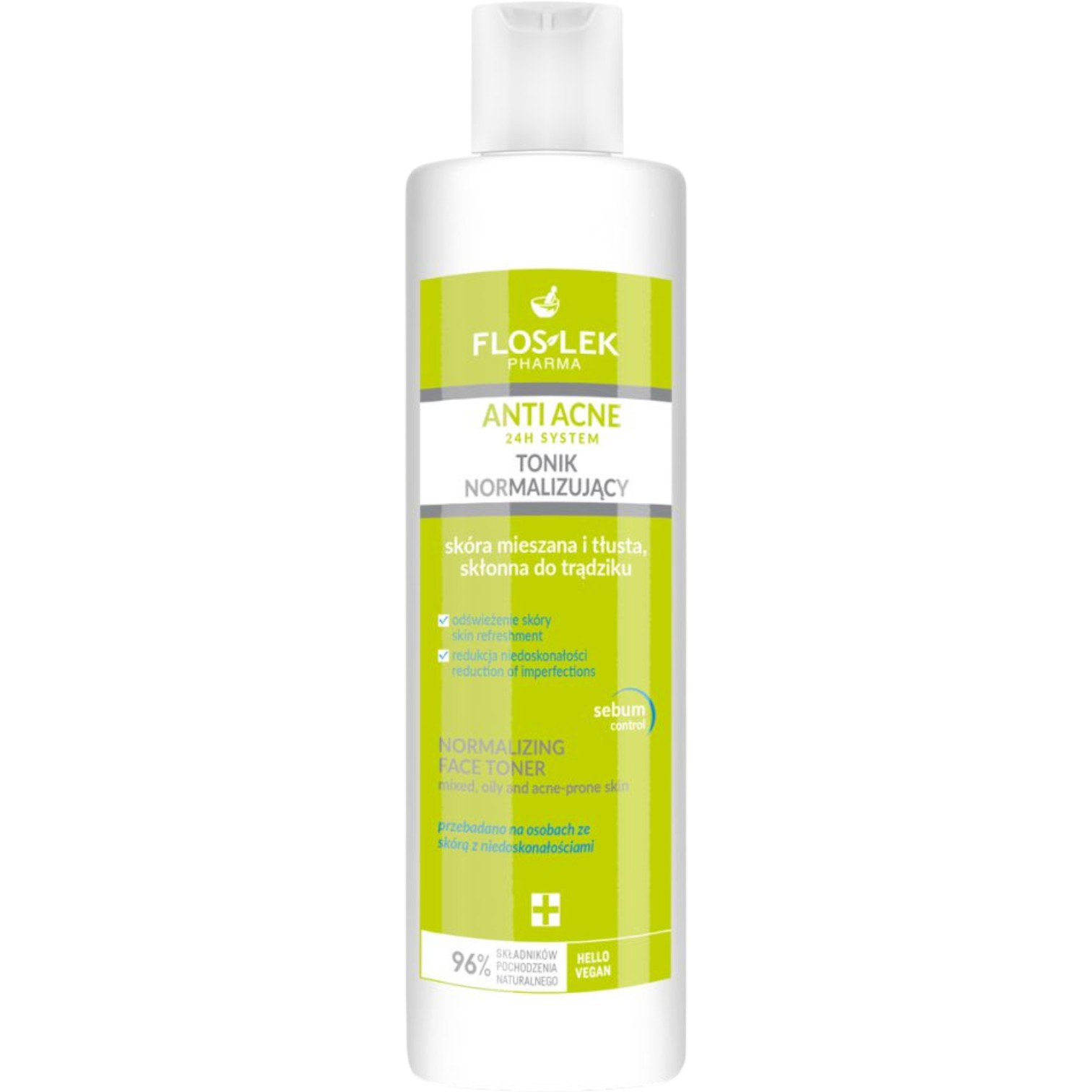 Flos-Lek Anti Acne 24h System Tonik normalizujący skóra mieszana i tłusta skłonna do trądziku, 225 ml