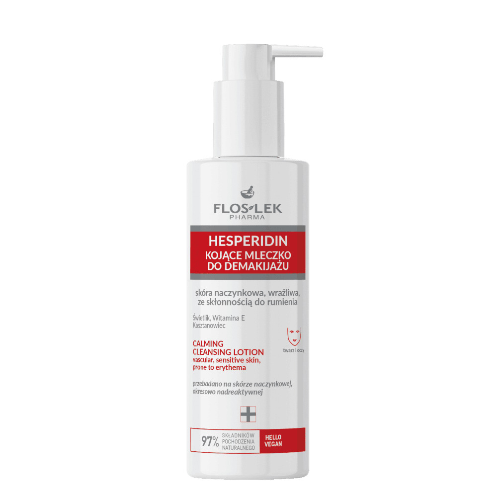 FLOSLEK PHARMA HESPERIDIN Kojące mleczko do demakijażu skóra naczynkowa, wrażliwa, ze skłonnością do rumienia, 175 ml
