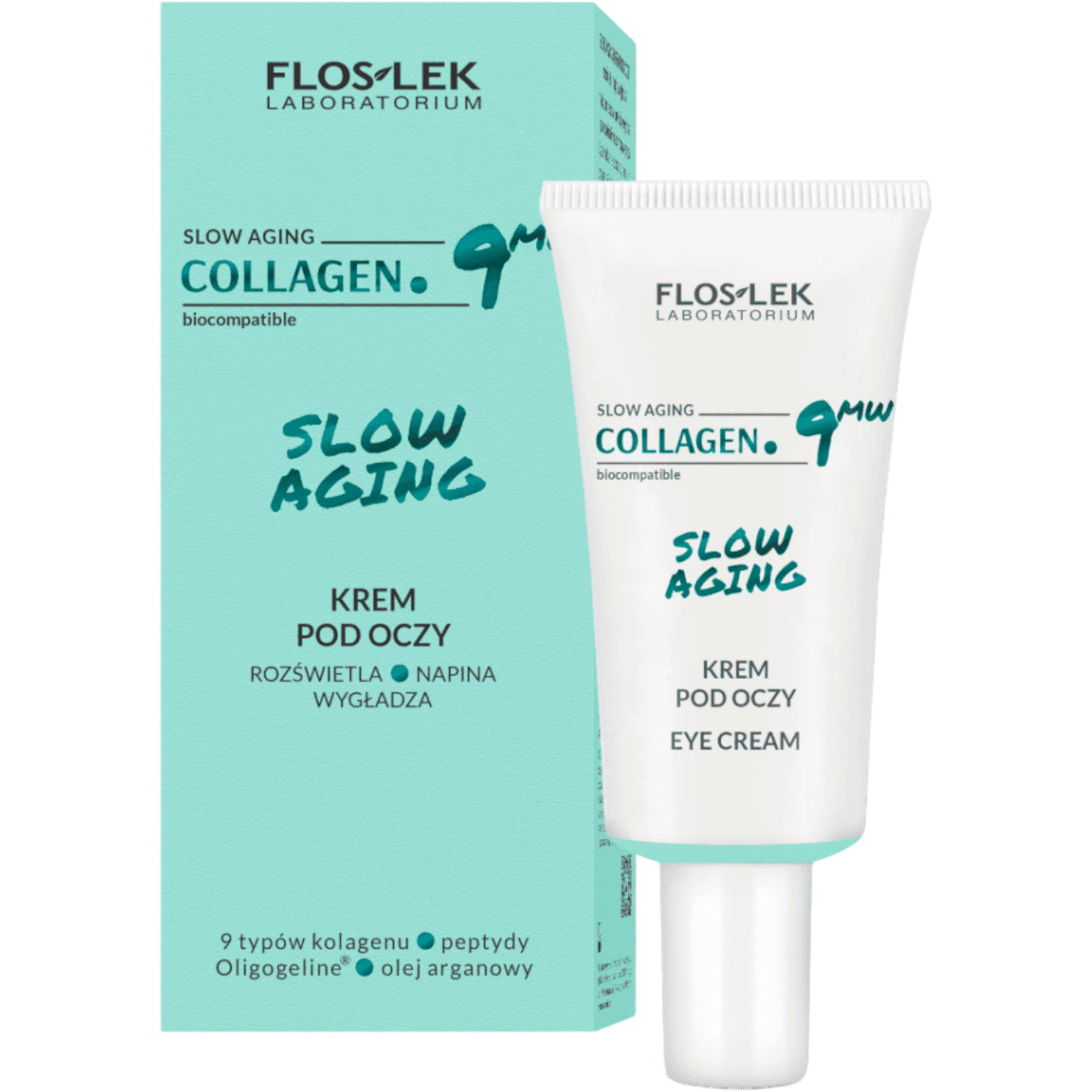 Flos-Lek Collagen. 9MW Slow Aging Krem pod oczy rozświetla napina wygładza, 30 ml