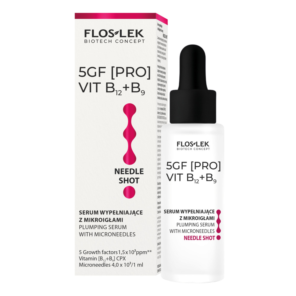 Flos-Lek 5GF [PRO] VIT B12+B9 Serum wypełniające z mikroigłami do twarzy Needle Shot, 30 ml