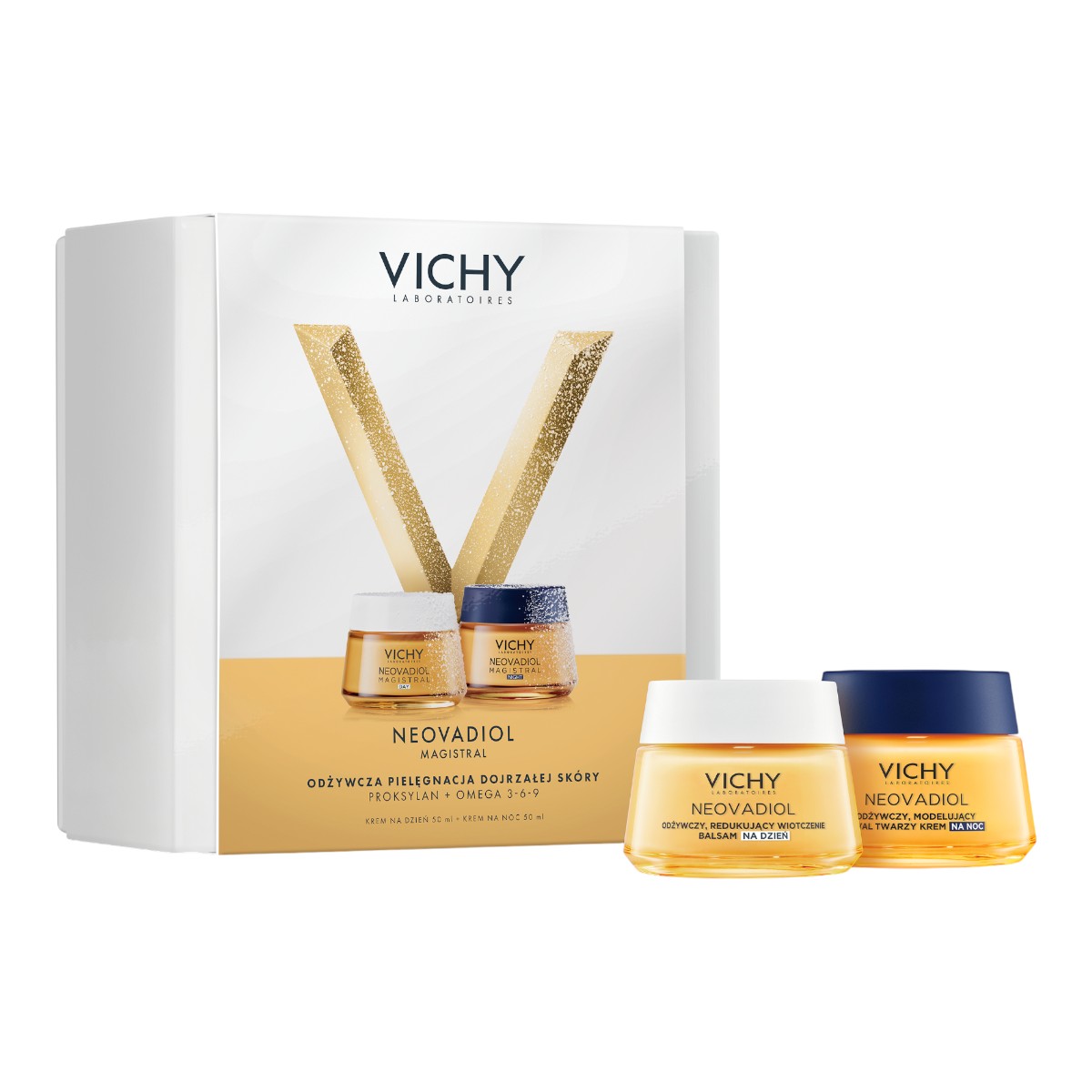 Vichy Neovadiol Magistral Zestaw: odżywczy i redukujący wiotczenie krem na dzień + odżywczy i modelujący owal twarzy krem na noc
