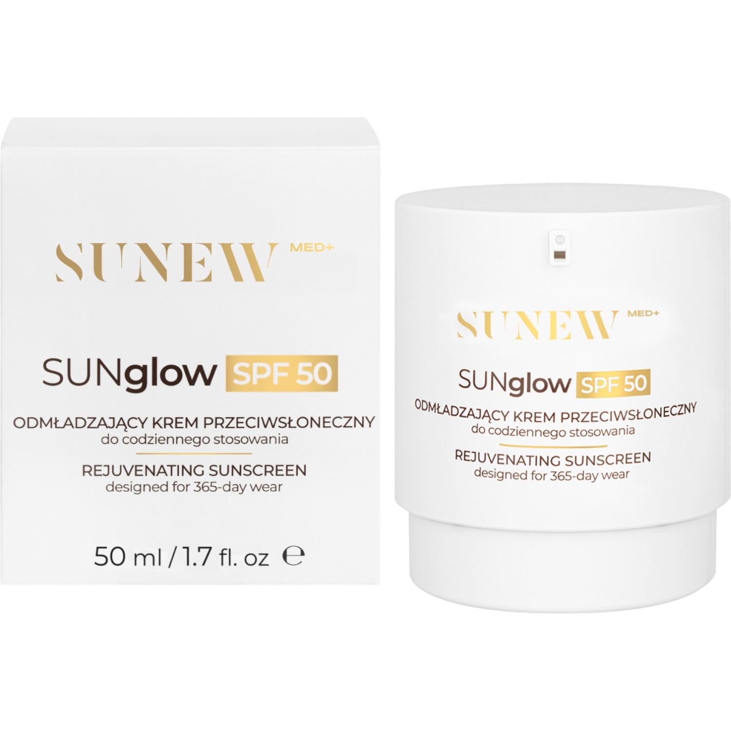 SunewMed+ SUNglow Odmładzający krem przeciwsłoneczny do twarzy, SPF50