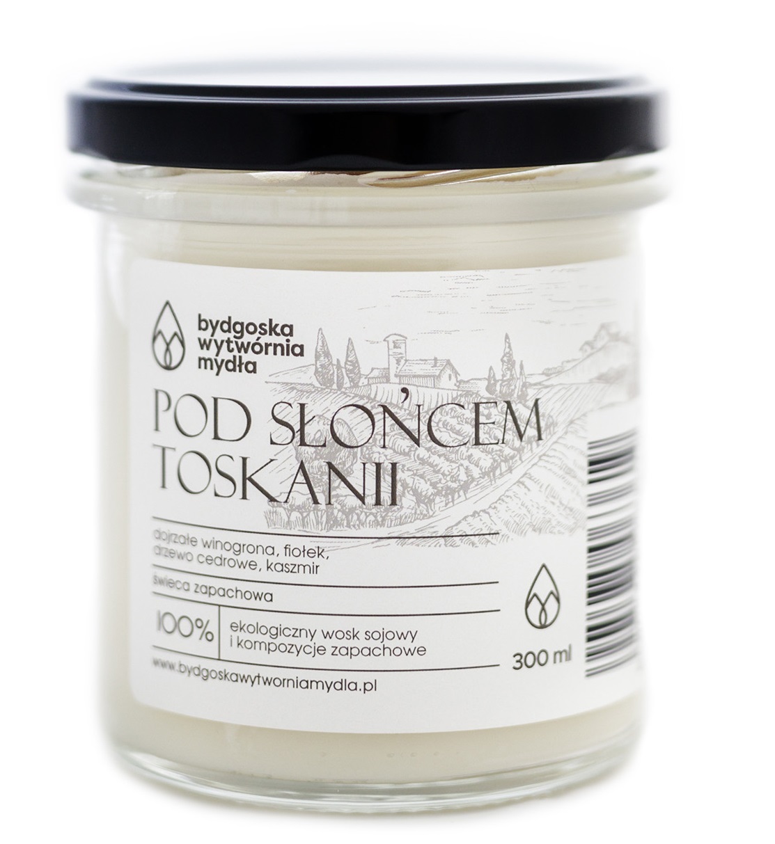 Bydgoska Wytwórnia Mydła Candela di Soia Sotto il Sole della Toscana 300 ml