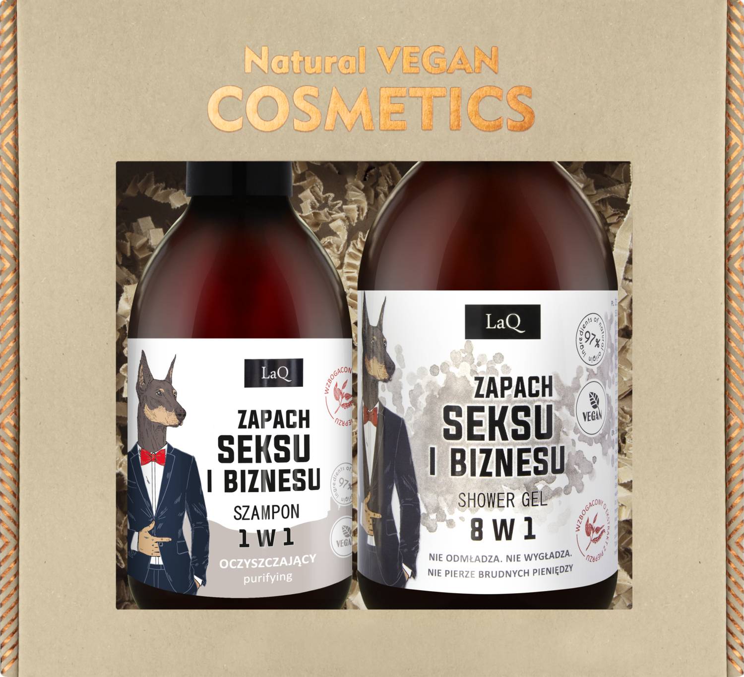 Laq Zestaw Zapach Seksu i Biznesu: Żel 500 ml + Szampon 300 ml