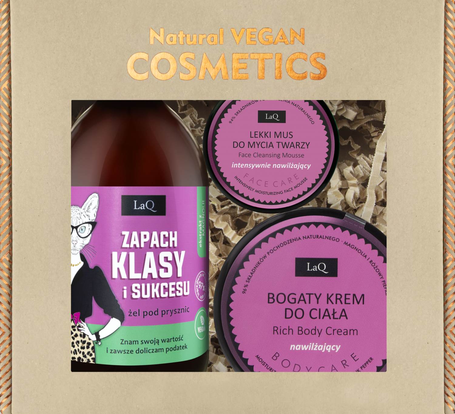 Laq Zestaw Magnolia: Żel 500 ml + Krem do ciała 200 ml + Mus do twarzy