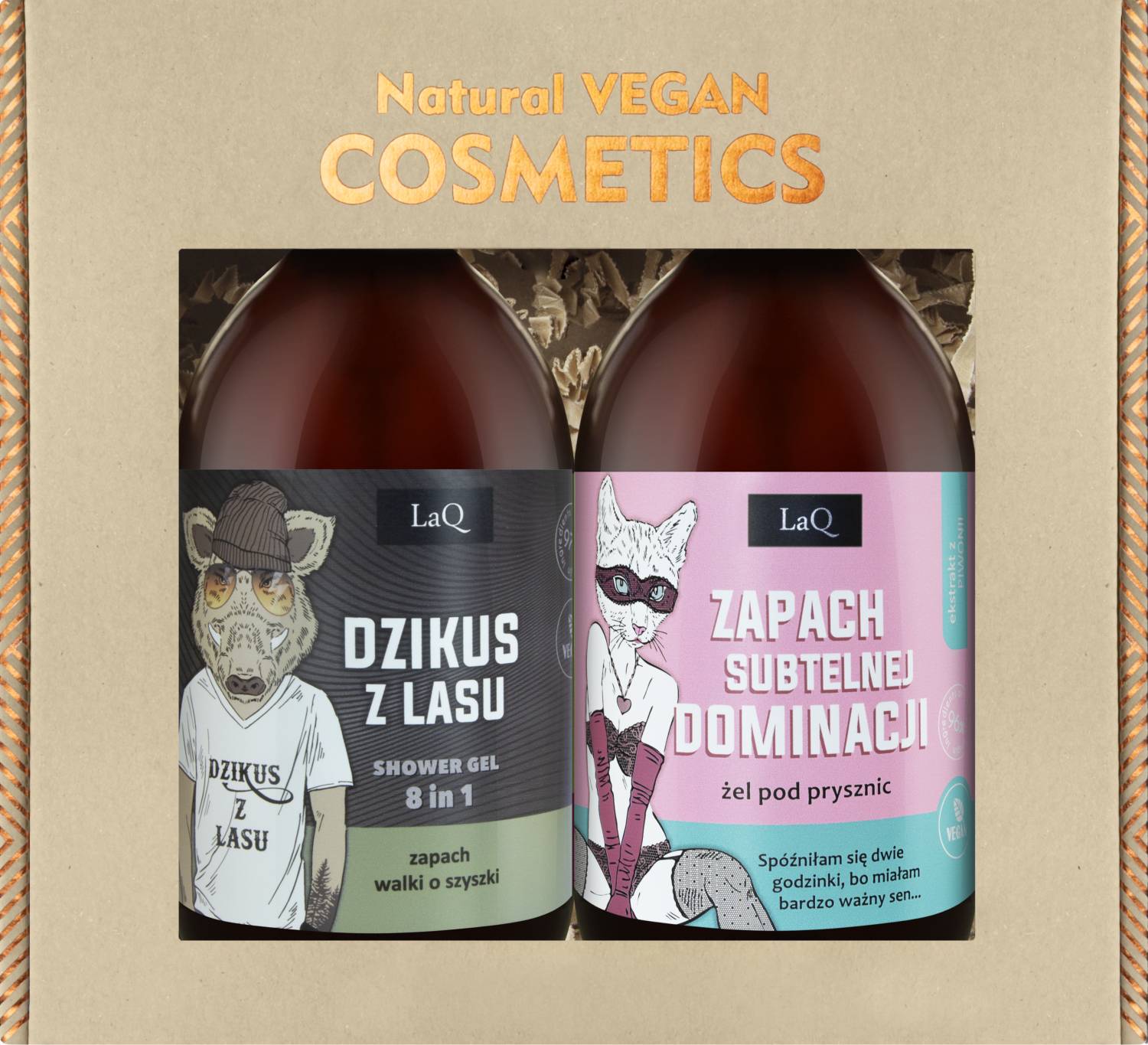 Laq Zestaw Czyściopak: 2x żel 500 ml, Piwonia Silver + Dzikus z Lasu