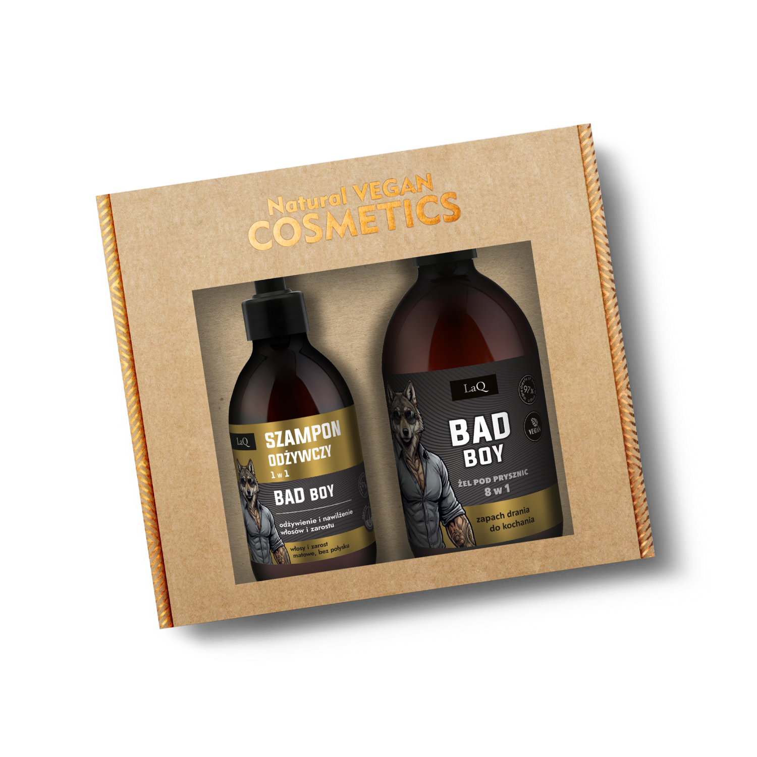Laq Zestaw Bad Boy, czarny mat (szampon 300 ml + żel 500 ml)