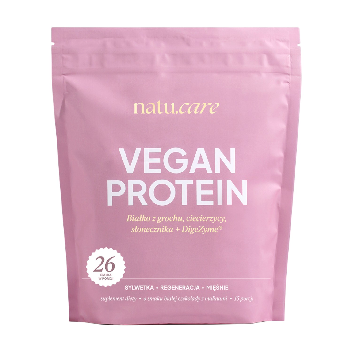 Natu.Care Vegan Protein Białko Wegańskie Malina-Biała Czekolada Proszek, 525 g