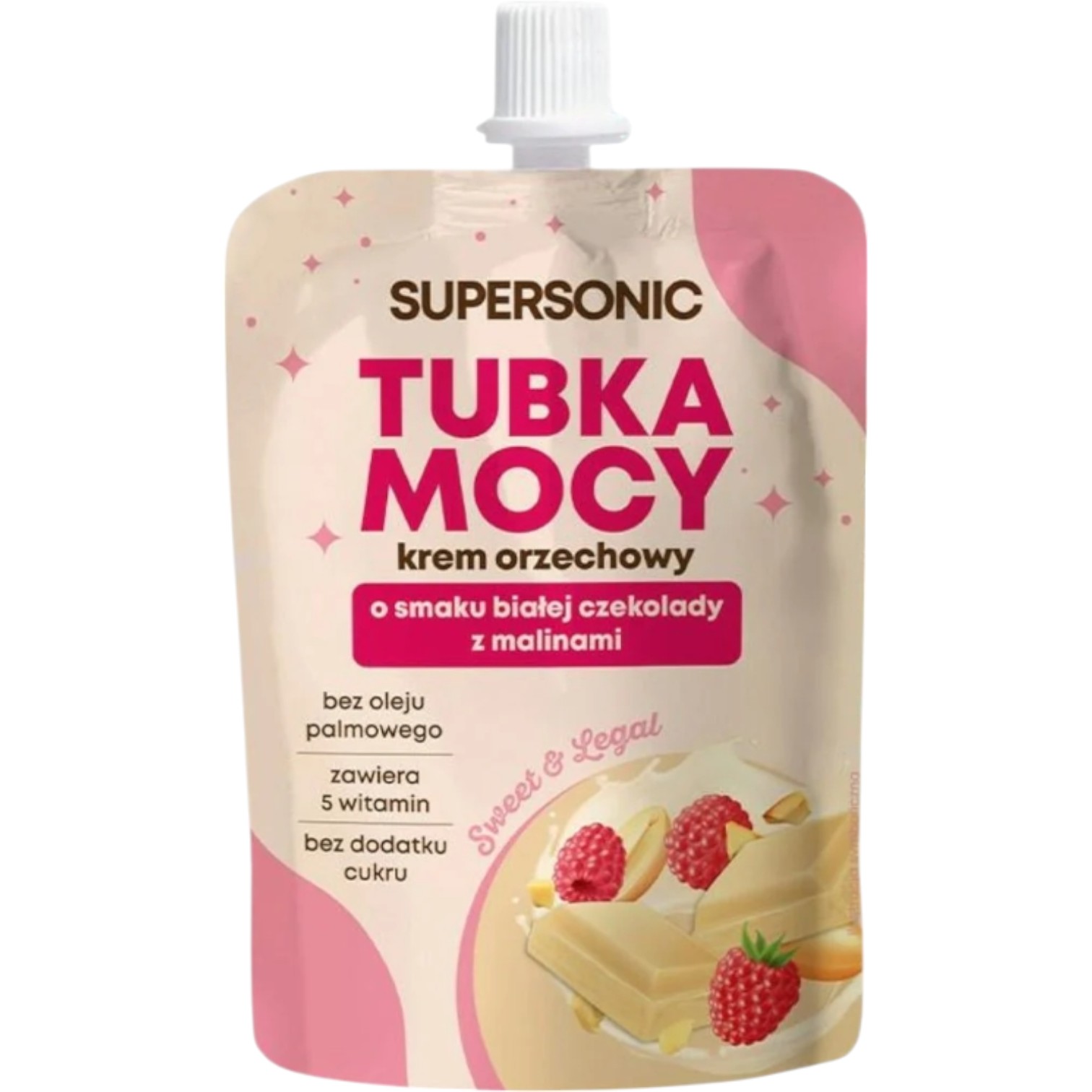 Supersonic Tubka Mocy Krem orzechowy o smaku białej czekolady z malinami