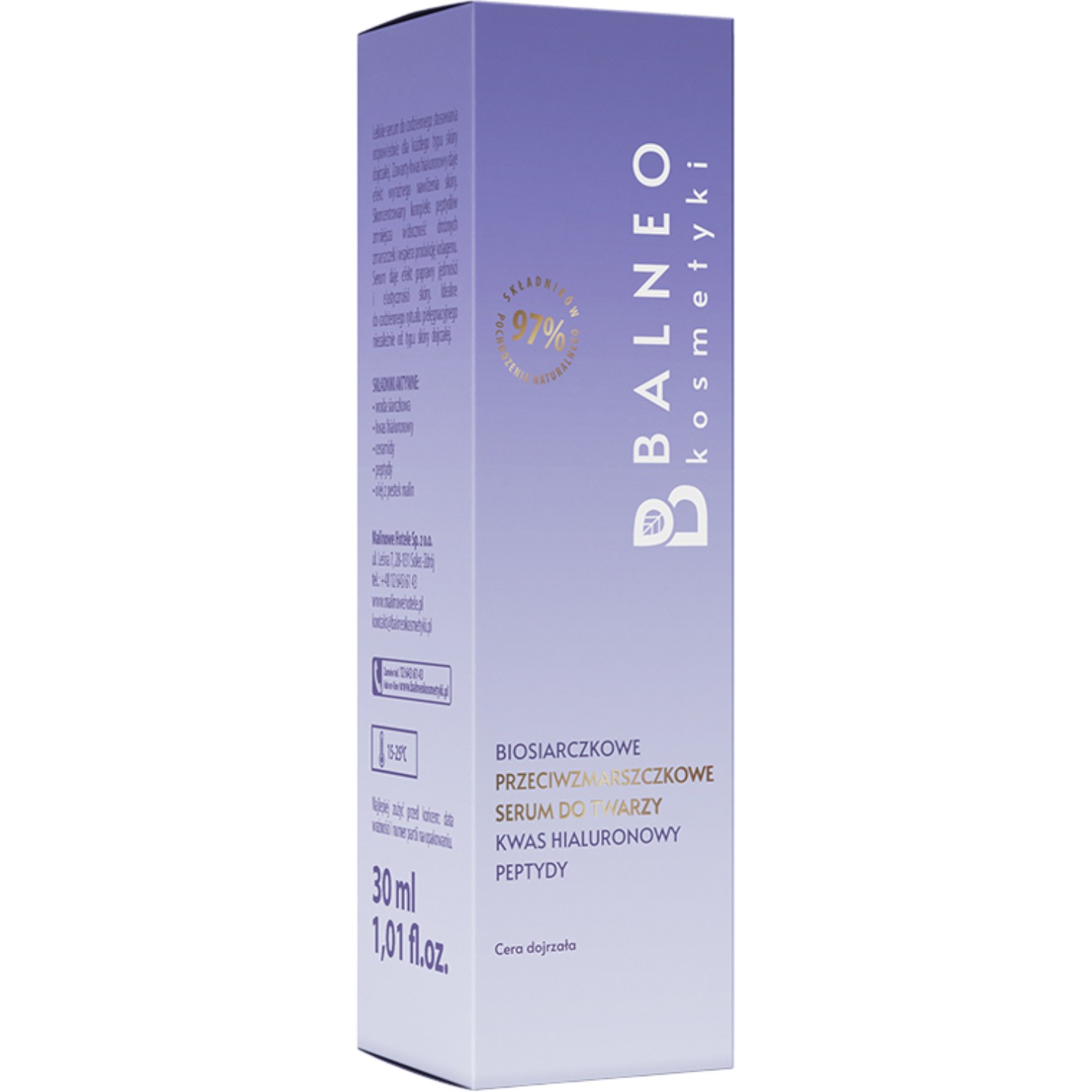 Balneokosmetyki Biosiarczkowe przeciwzmarszczkowe serum do twarzy kwas hialuronowy 1,5% Peptydy