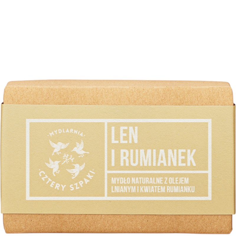 Mydlarnia Cztery Szpaki Mydło w kostce, Len i Rumianek
