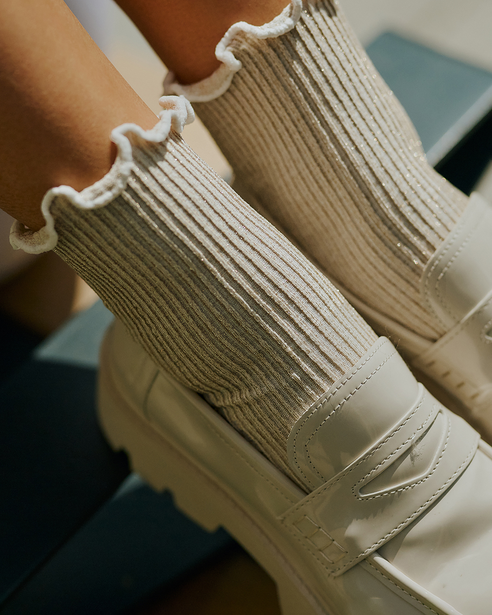 Gabriella Skarpetki Nana, Cream/Gold