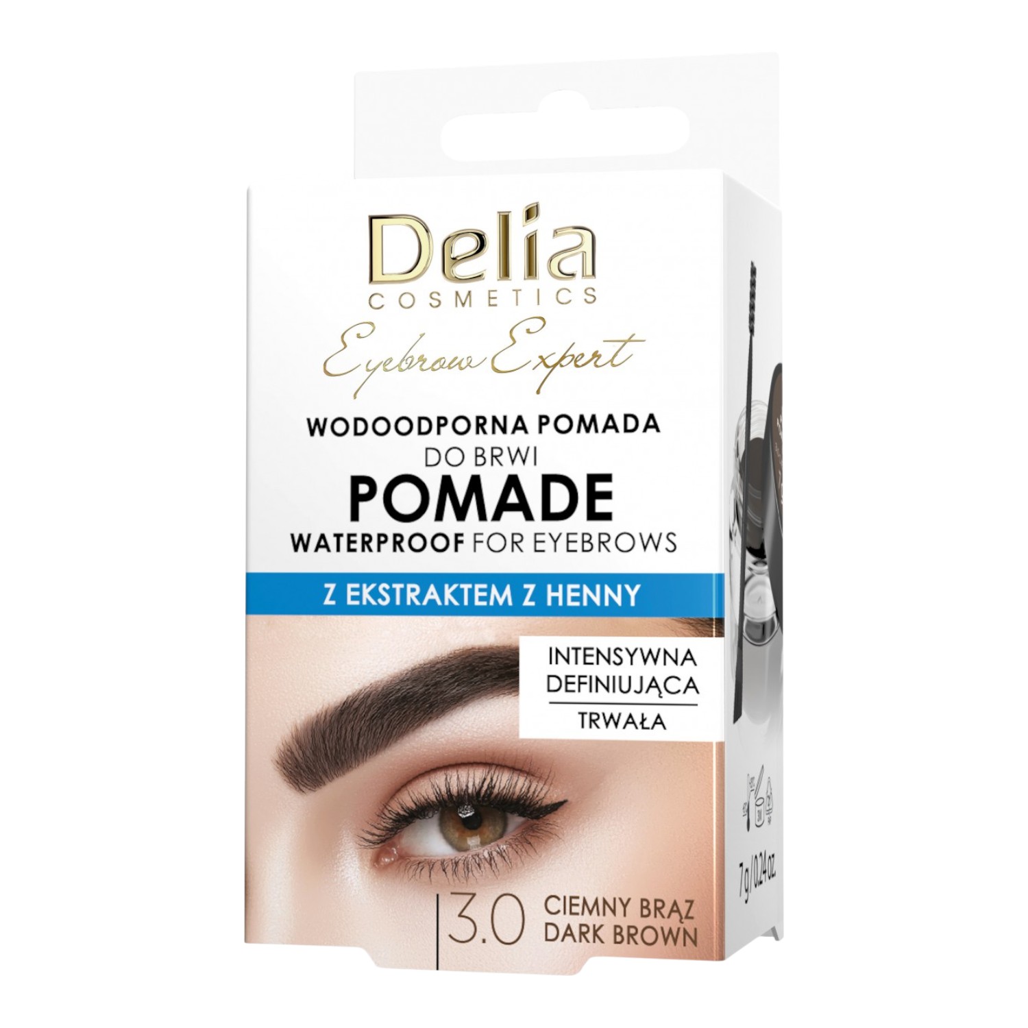 Delia Eyebrow Expert Pomata Impermeabile per Sopracciglia, 3.0 Marrone Scuro