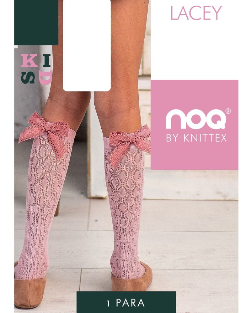 Noq by Knittex Calzini al Ginocchio Bambina Lacey bianco 18-22