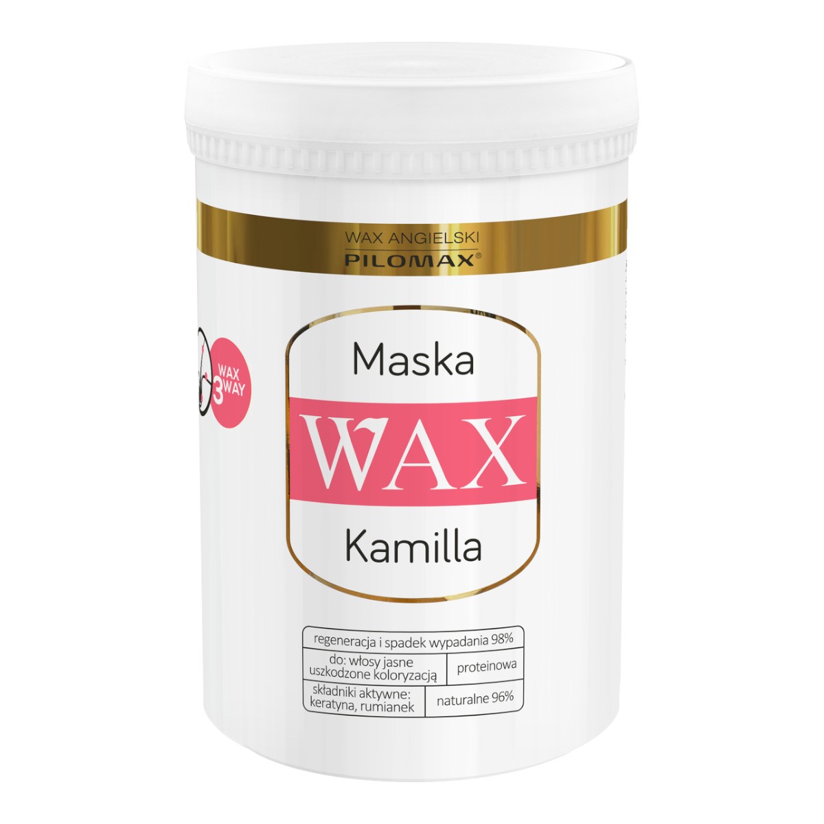 WAX Kamilla Maska wygładzająca i nawilżająca do włosów farbowanych jasnych, 480 ml