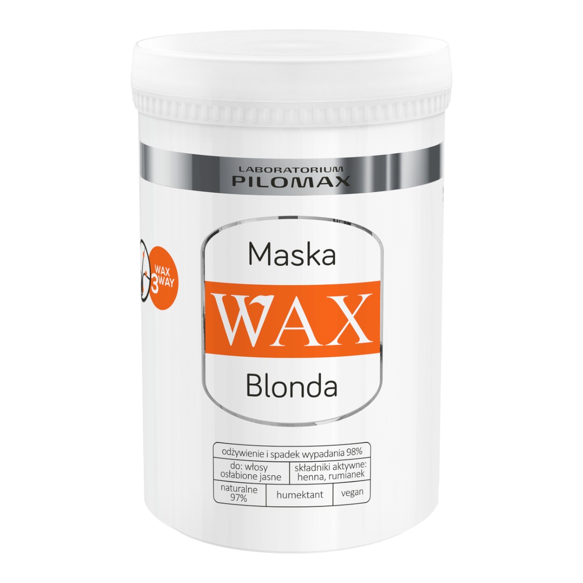 WAX Blonda Maska do włosów niefarbowanych blond, nawilżająca i na wypadanie, 480 ml