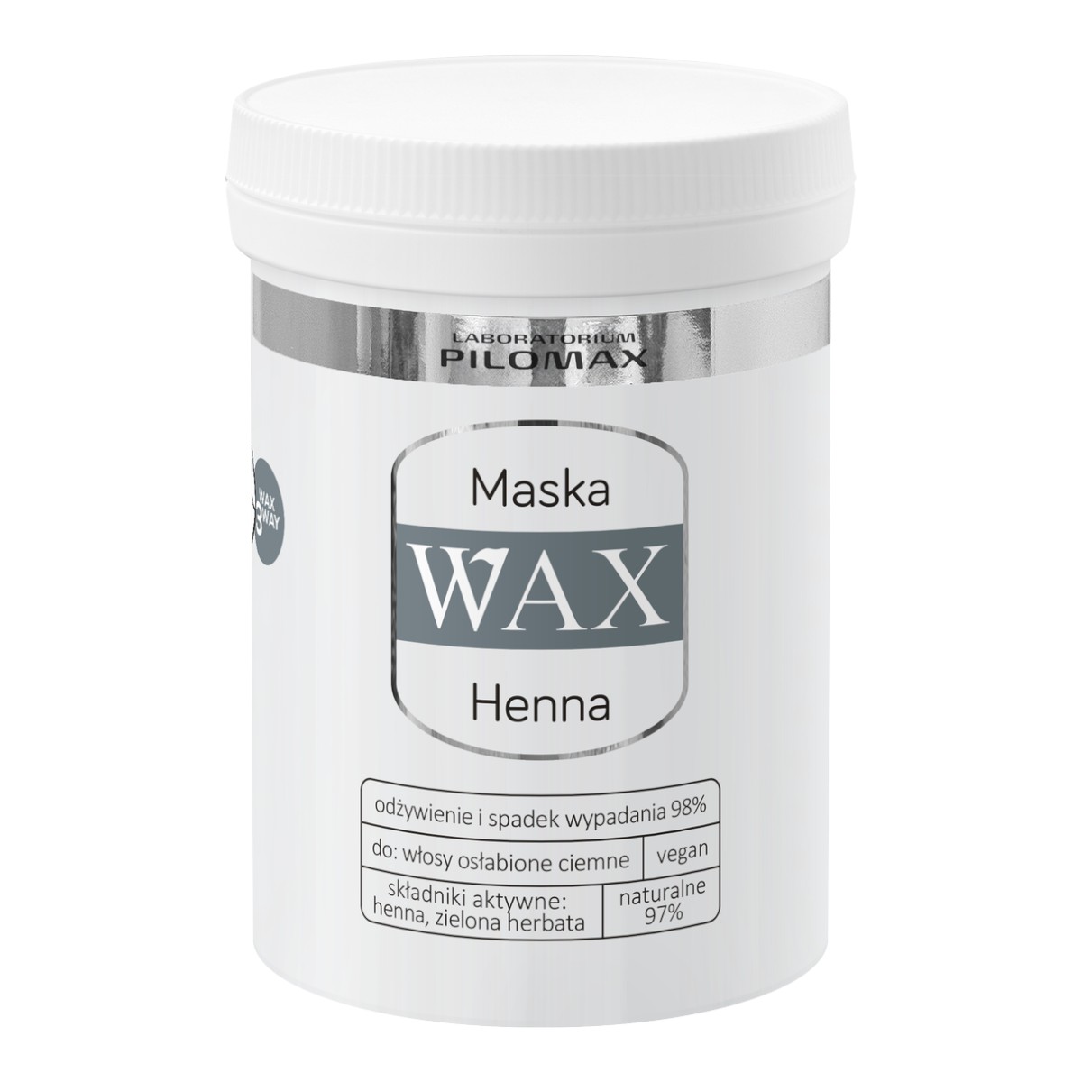WAX Henna Maska nawilżająca na wypadanie włosów niefarbowanych, 240 ml