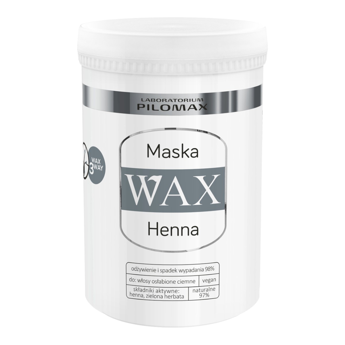 WAX Henna Maska nawilżająca na wypadanie włosów niefarbowanych, 480 ml
