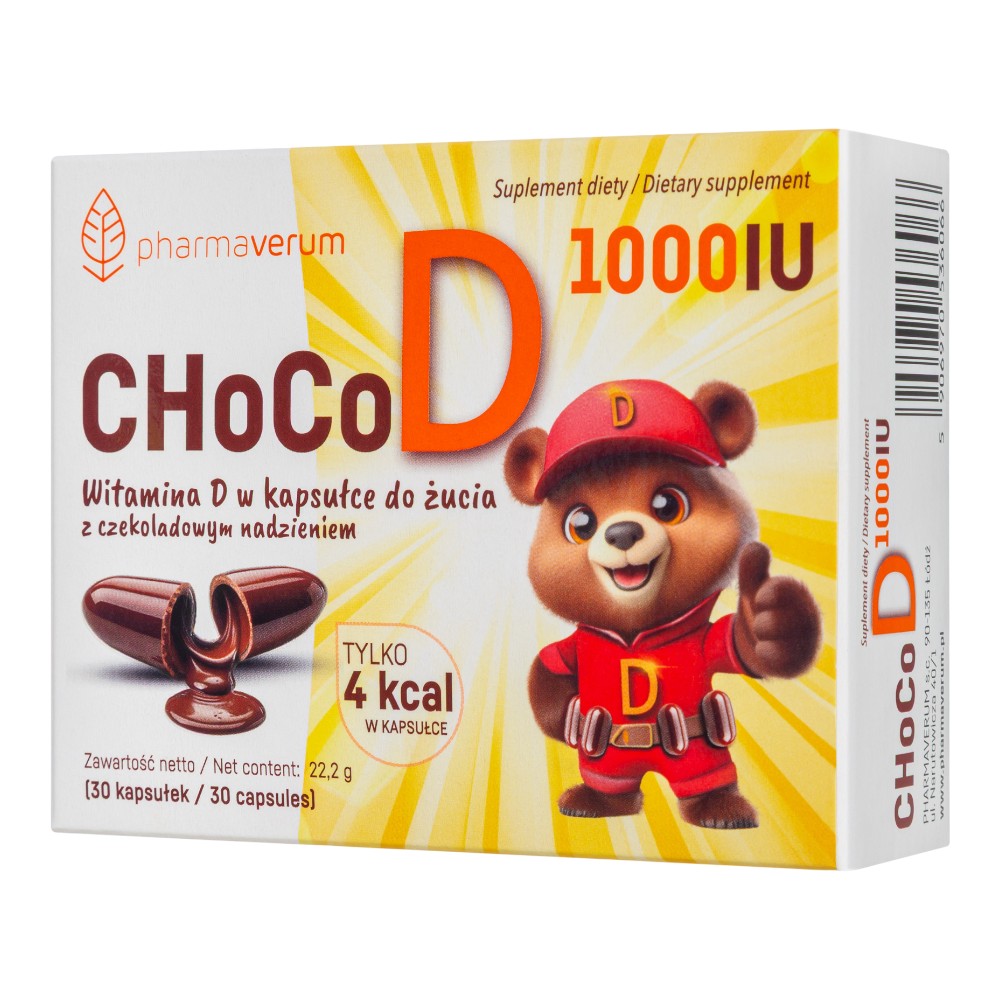 Pharmaverum Choco D 1000 IU Kapsułki miękkie do żucia, 30 szt.