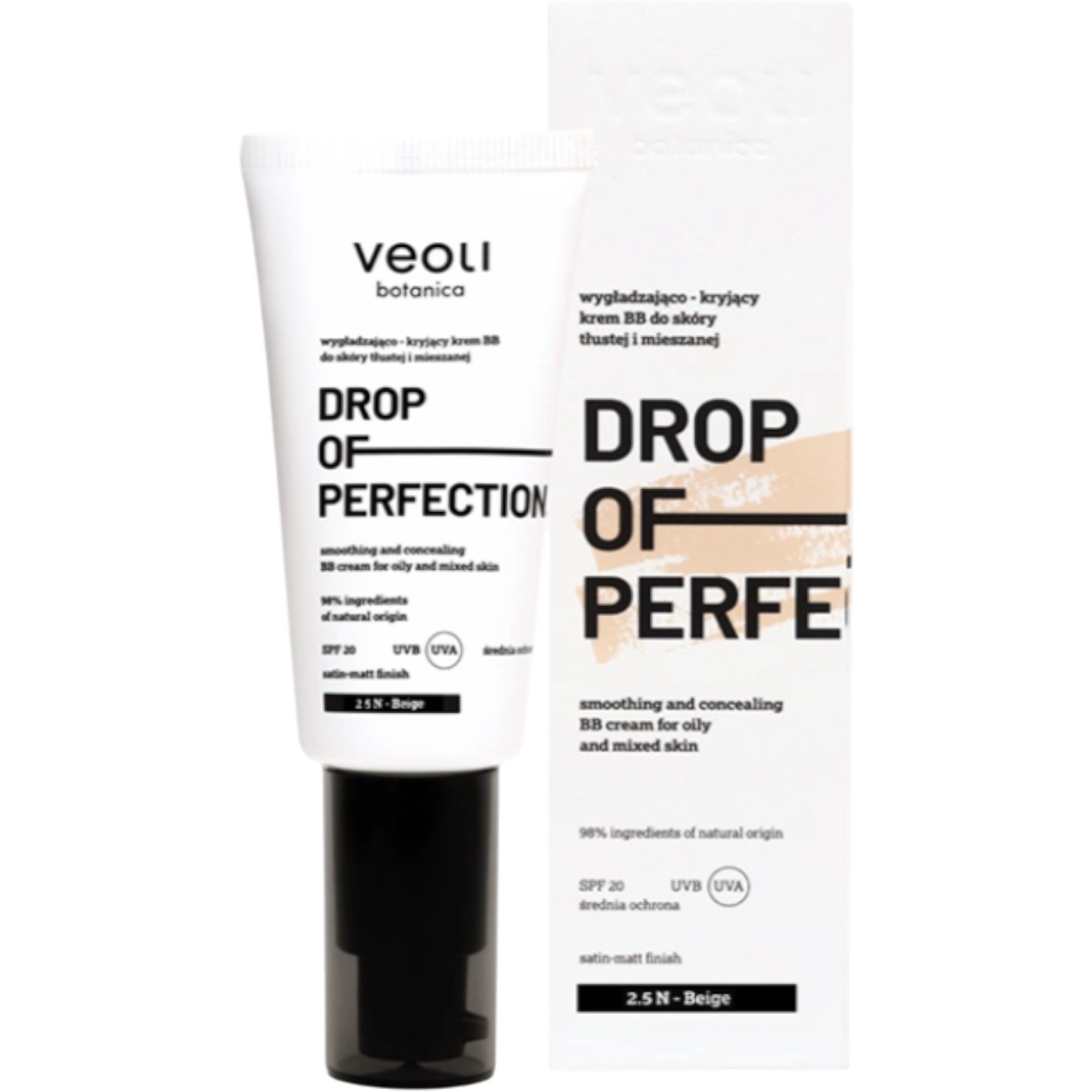 Veoli Botabica Drop Of Perfection Wygładzająco-kryjący krem BB, 2.5 N Beige