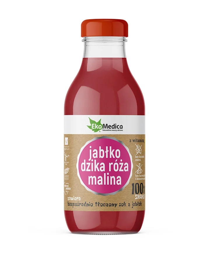 EkaMedica Jabłko Dzika Róża Malina, Sok, 300 ml 300 ml
